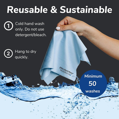 Microfiber Cloth 8-Pack, 12" x 12", Washable and Durable Cleaning Cloths for Glasses, Lenses, Electronics