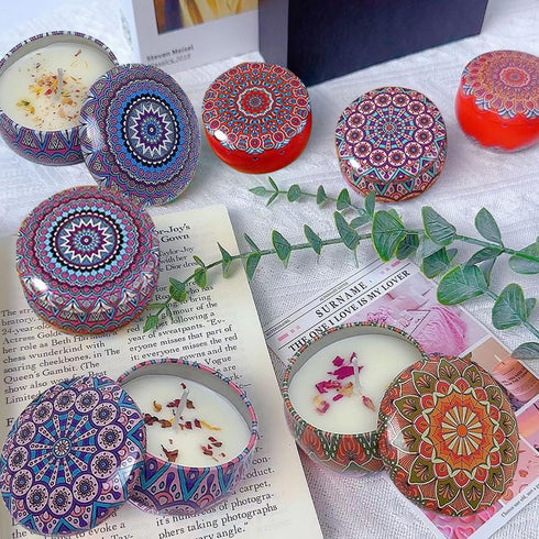 Scented Candles, Blue Wind Chimes Aromatherapy Candles for Home, Long Burn Scented Candles with Lid, Sustainable Use