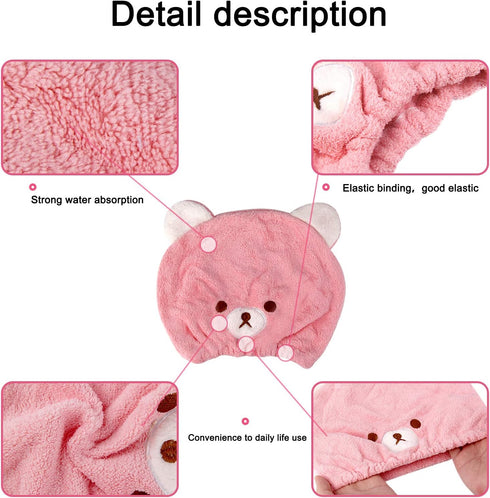 Lamoutor 3Pcs Hair Drying Towel for Kids, Soft Absorbent Kids Hair Towel Wrap Head Towel Wraps for Girls