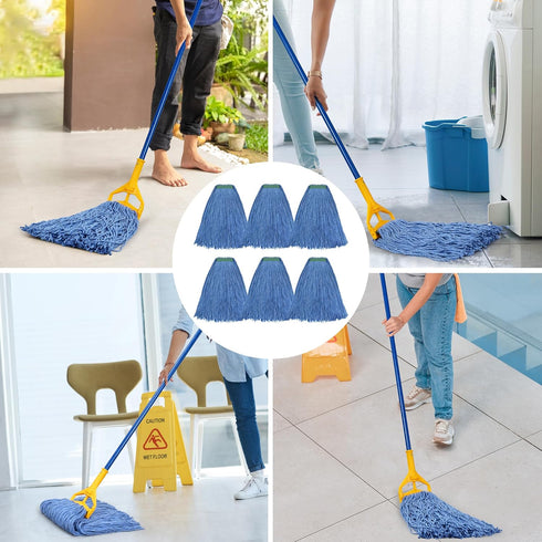 MATTHEW CLEANING 20oz Cotton Floor Mop, 6 Pack Heavy Duty String Mop Refills for Home Use