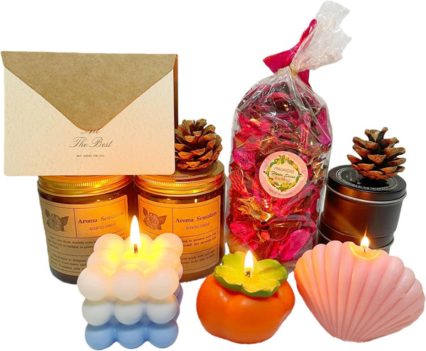 SOYESY Scented Candles Gift for Women, 12 Pcs Candles & Greeting Card Set
