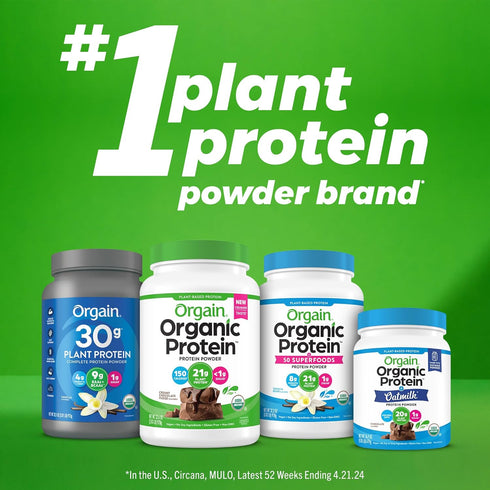 Orgain Organic 30g Vegan Protein Powder, Vanilla, 9g EAAs + BCAAs, 2.01lb (Packaging May Vary)