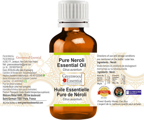 Pure Neroli Essential Oil (Citrus aurantium) Steam Distilled 15ml (0.50 oz)