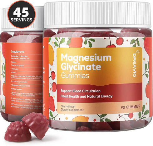 90 Count Magnesium Glycinate Gummies 400mg with Ashwagandha - Sugar Free Zinc Magnesium Supplement for Adults