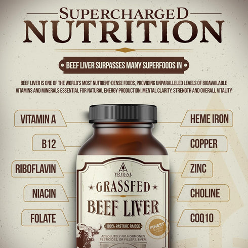 Grass Fed Beef Liver Capsules - 45-Day Supply, 100% Pasture-Raised & Hormone-Free, 180 Freeze Dried Liver Pills