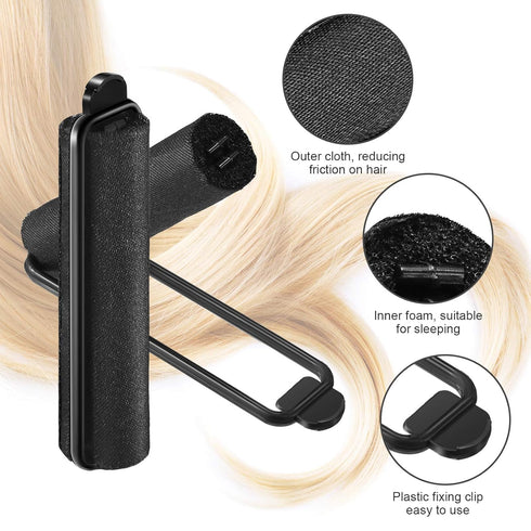 Syhood 60 Pieces Satin Foam Sponge Hair Rollers, Soft Foam Hair Styling Curlers, Flexible Hairdressing Curlers (Black)