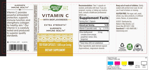 Nature’s Way Vitamin C with Bioflavonoids - Extra Strength 1g Ascorbic Acid - Immune Support - 100 Capsules
