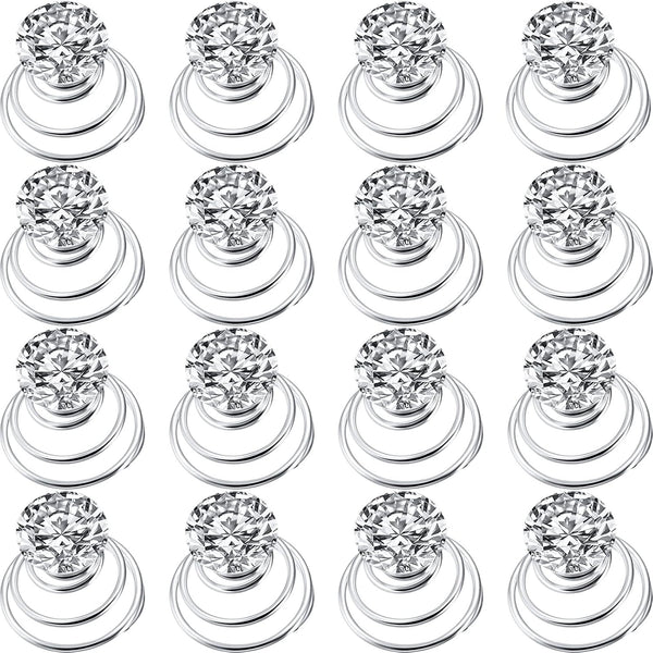 WILLBOND 60 Pieces Rhinestone Crystal Twisters Set, Spiral Hair Pin Coil for Wedding and Party