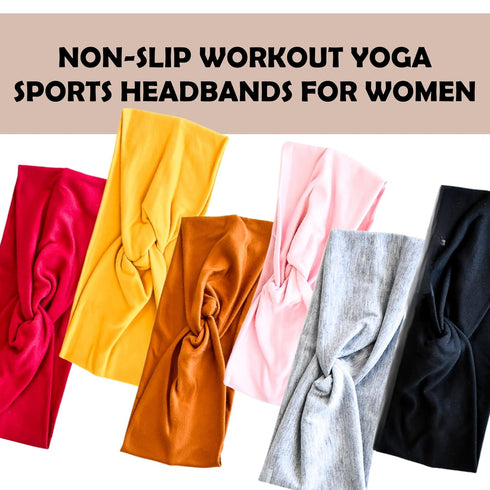lotus78 Headbands for Women - Fashionable Sports Hairbands, Elastic Wide Non-Slip Workout Yoga Headbands, Pack of 6