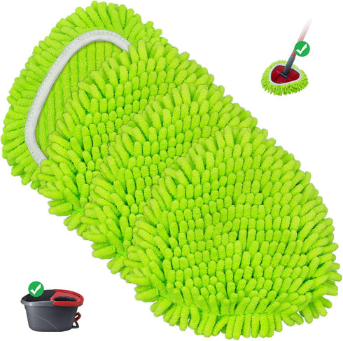 Mop Heads Replacements for O-cedar Easy Wring 1-Tank System, 4 Pack Reusable Spin Mop Replacement Heads