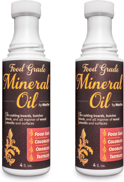 Easy-Applicator Mineral Oil for Cutting Boards and Wood Care, Ultrapure Food Grade, 4oz with Foam Applicator Tip, 2