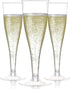 Prestee Set of 24 Clear Plastic Champagne Flutes, 4.5 oz Shatterproof Disposable Glasses for Celebrations