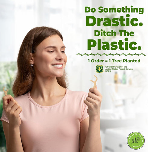 Biodegradable Dental Floss Picks, Individually Wrapped, Eco-Friendly Toothpick Stick Soft on Gums & Teeth, Unflavored,