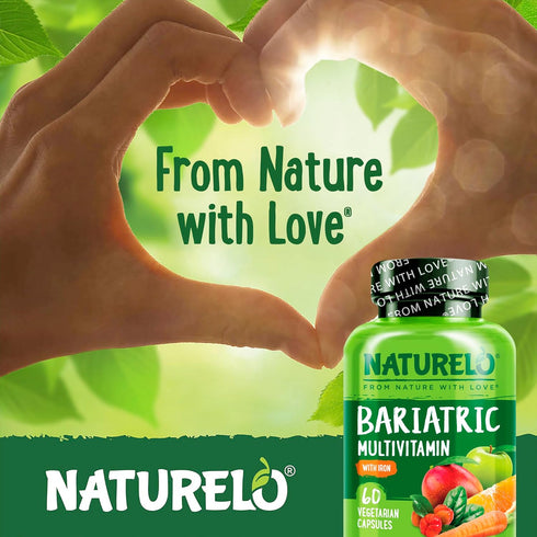 NATURELO Bariatric Multivitamin - One Daily with Iron, 60 Veggie Capsules for Post Gastric Bypass Surgery Patients