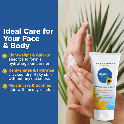 Jeans Maximum Skin Therapy Cream, 2oz, with Aloe & Vitamin E for Dry & Sensitive Skin