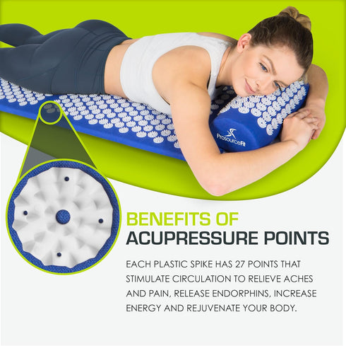 ProsourceFit Acupressure Mat and Pillow Set for Back/Neck Pain Relief and Muscle Relaxation, Pink