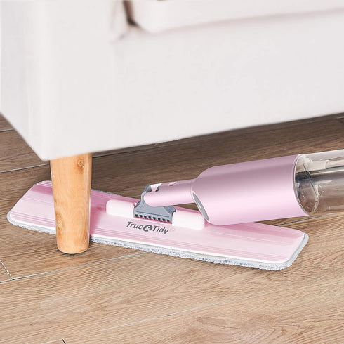 True & Tidy Multi-Surface Spray Mop with Refillable Water Bottle, SPRAY-250, Pink