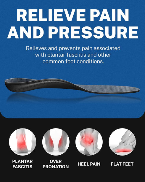 Walkhero Plantar Fasciitis Pain Relief Insoles - High Arch Support Orthotic Shoe Inserts for Flat Feet and Foot Fatigue