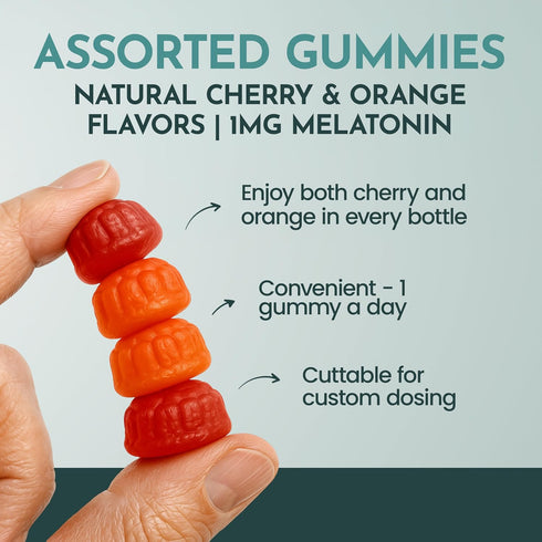 Maxi Health 1mg Melatonin Gummies – Kids Chewables with Natural Cherry & Orange Flavor – Sleep Help Supplement (60