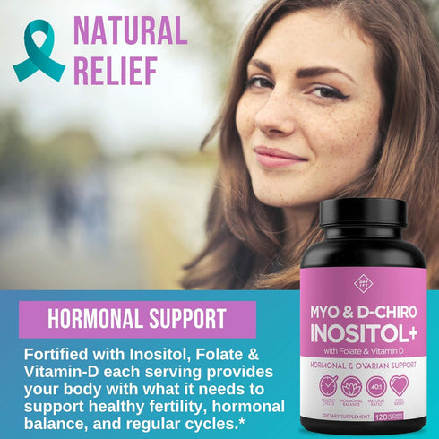 Premium Inositol Supplement - 30 Day Supply - Myo-Inositol and D-Chiro Inositol Plus Folate and Vitamin D for Hormone