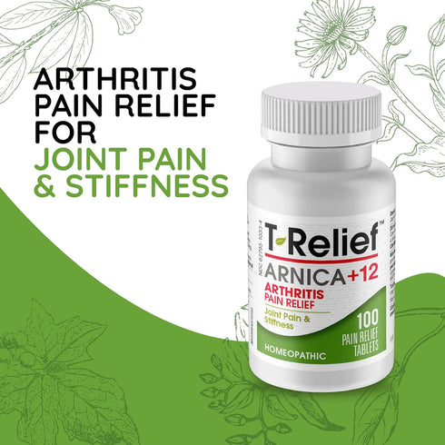 T-Relief Arthritis Arnica +12 Natural Pain Medicines, 100 Tablets for Joint Pain Relief in Women & Men
