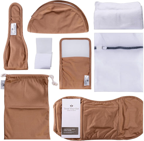 Trust Your Gut Organic Cotton Castor Oil Pack Wraps, 10pc Reusable Breathable