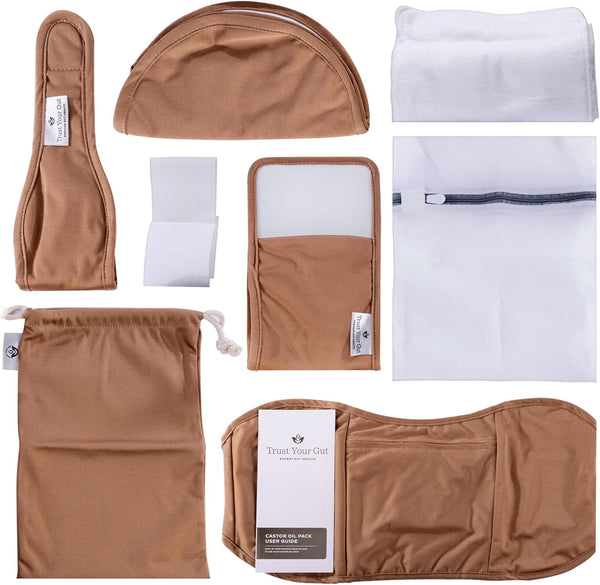 Trust Your Gut Organic Cotton Castor Oil Pack Wraps, 10pc Reusable Breathable