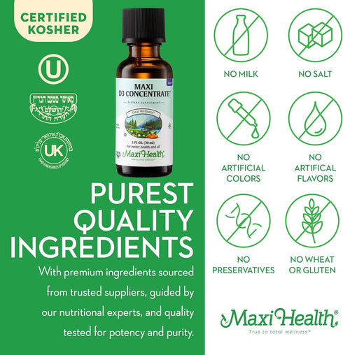 Maxi Health Vitamin D3 Concentrate, 1000 IU Per Drop, Dietary Supplement, 1 fl oz