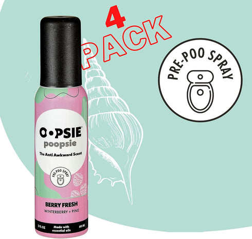 Berry Fresh Before & After You Go Toilet Spray 2oz - Portable Odor Eliminator, 4 Pack