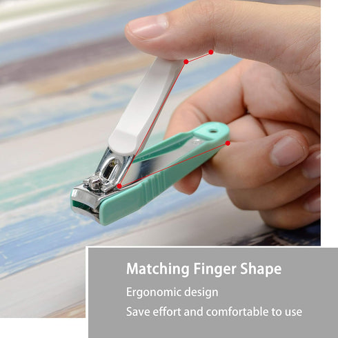 PAFASON Nail Clipper Set with Nail Catcher & Czech Float Glass Nail File, Super Sharp for Men & Women