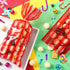 Blulu 100 Pcs Halloween Plastic Carnival Circus Party Treat Bags - Red and White Stripe Printed Clear Cellophane with
