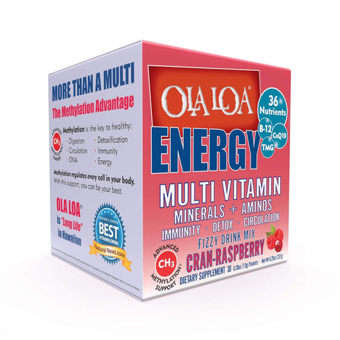Ola Loa Energy Cran-Raspberry Multi Vitamin Drink Mix - 30 Packets, Gluten Free