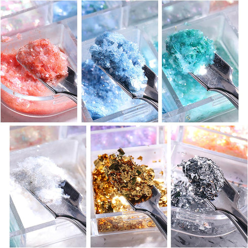 Iridescent Glitter Nail Art Sequins, Holographic 3D Irregular Ultra Thin Glitter Flakes for Women Girls