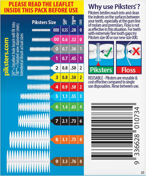 Piksters Interdental Brushes, 35 pk, Size 6, Tooth Brush for Larger Gaps, Gum Soft Bristles for Plaque Removal