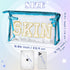 Preppy Patch Cosmetic Case - Blue White Varsity SKIN Letter Bag, Classy Waterproof Clear PVC Multi-Function Pouch for