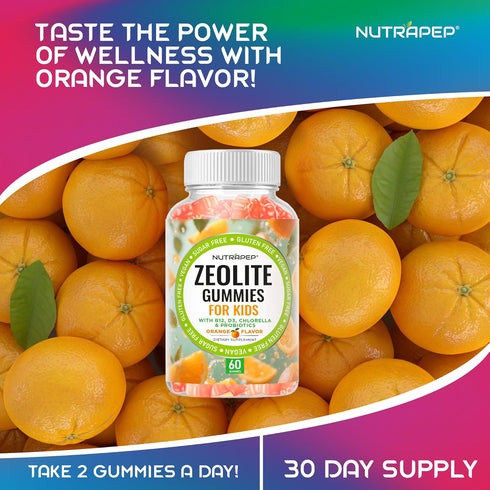 NutraPep Gummies Zeolite Detox for Kids - Total Body Cleanse Micronized Chewables Supplement with Chlorella - Cleanse