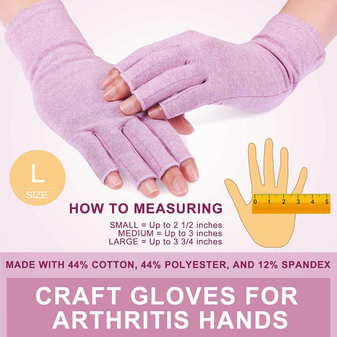 3 Pairs Compression Craft Arthritis Gloves, Fingerless Pressure Relief for Quilting, Sewing, and Household Duties