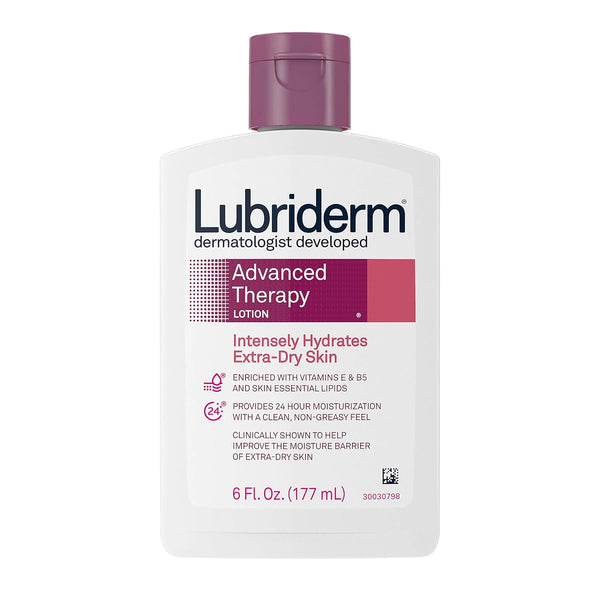 Lubriderm Advanced Therapy Moisturizing Lotion 6 fl. oz (Pack of 3) with Vitamins E and B5, Non-Greasy Formula for