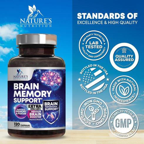 Nootropic Brain Supplements for Memory and Focus - 120 Capsules with 40 Nootropics & Vitamins for Clarity &