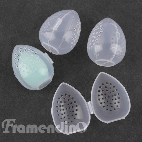 Framendino 4 Pack Breathable Makeup Sponge Case, Protective Plastic Beauty Blender Holder for Women Girls