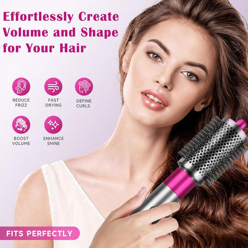 Large Round Volumizing Brush for Dyson Airwrap Attachments, Big Size Hair Styler Blow Dryer Brush (Rose)