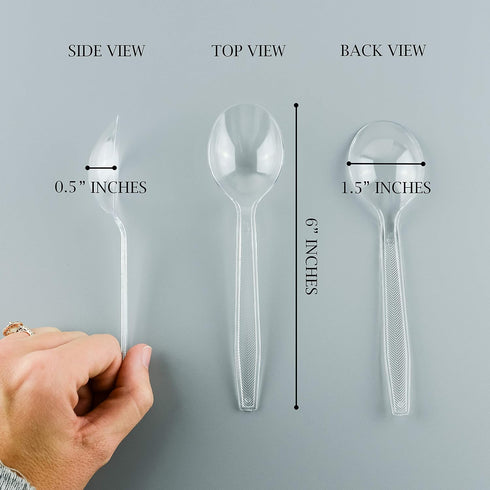 Plasticpro Clear Plastic Soup Spoons Disposable Cutlery Utensils 100 Count