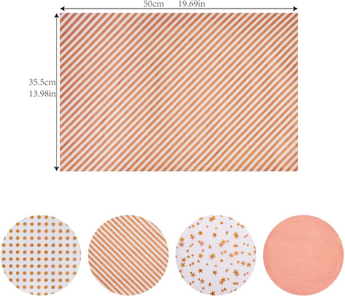 Larcenciel Tissue Paper, 120 Sheets Rose Gold Bulk, Gift Wrapping Paper for Gift Bags, Flower, Holiday Decor