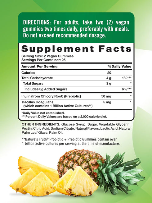 Nature's Truth Probiotic Gummies for Adults | 50 Count | Vegan, Non-GMO & Gluten Free Digestive Health Supplement