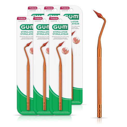 GUM Stimulator Permanent Handle with 1 Rubber Tip - Long Handled Massager for Gums, Remove Plaque & Promote Health