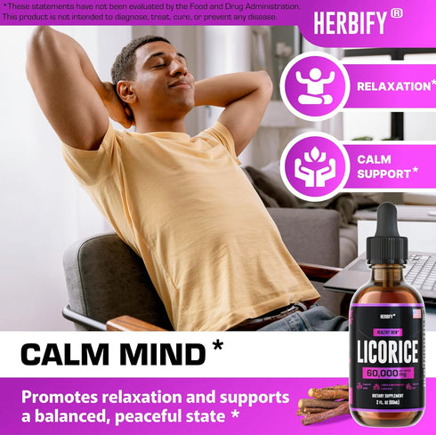 Immune 30 2oz HERBIFY Licorice Root Extract - Powerful Licorice Supplement - Lung Support Supplement - Licorice Extract