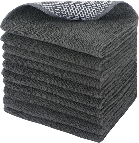 SINLAND Microfiber Dish Cloths - Wash Clothes for Kitchen, Best Kitchen Cloths Cleaning Cloth Poly Scour Side 12"x12"