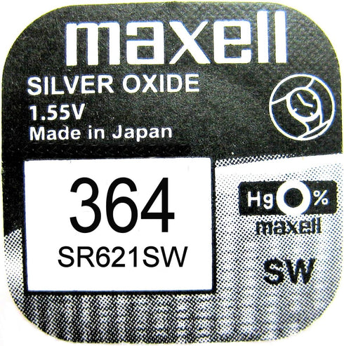 Maxell Silver Oxide Watch Battery SR621SW Low Drain Replaces 364