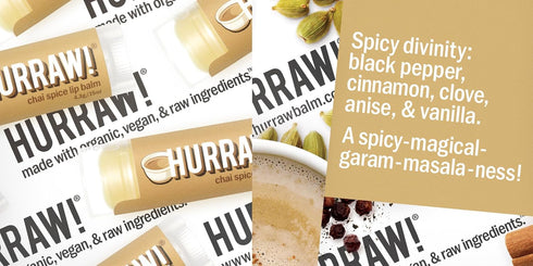 Hurraw! Organic Chai Spice, Green Tea, Coffee Bean Lip Balms, 3 Pack Bundle, Vegan & Cruelty Free