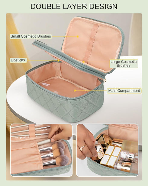 Relavel Small Makeup Bag, Travel Cosmetic Organizer Pouch, Waterproof Handbag Toiletry Bag for Women